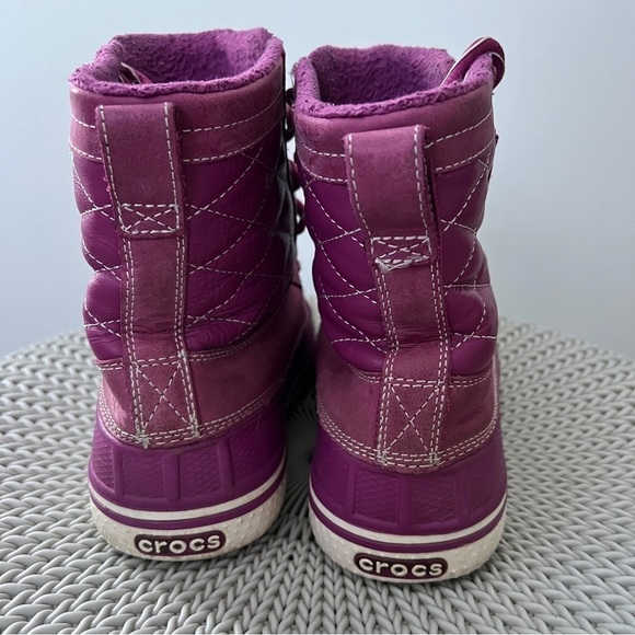 Crocs Lilac Lace Up Waterproof Boots Size 6 - Picture 4 of 7